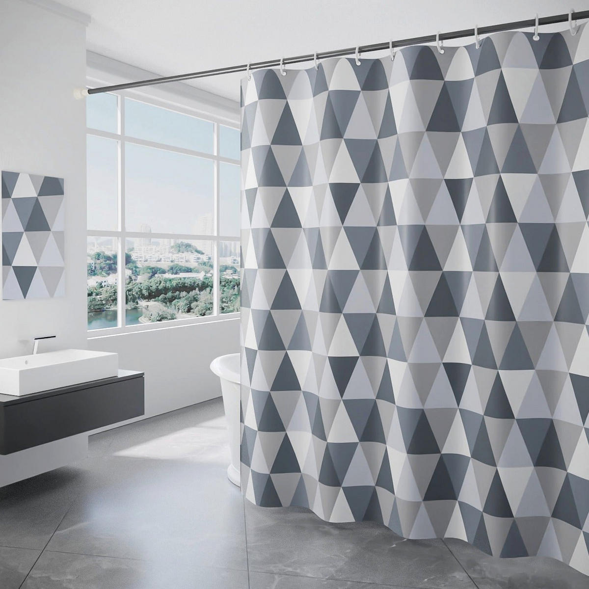 DUSCHVORHANG Polyester wasserdicht antibakteriell schimmelresistent waschbar - Grau, Textil (200/240cm) - MCBOSON