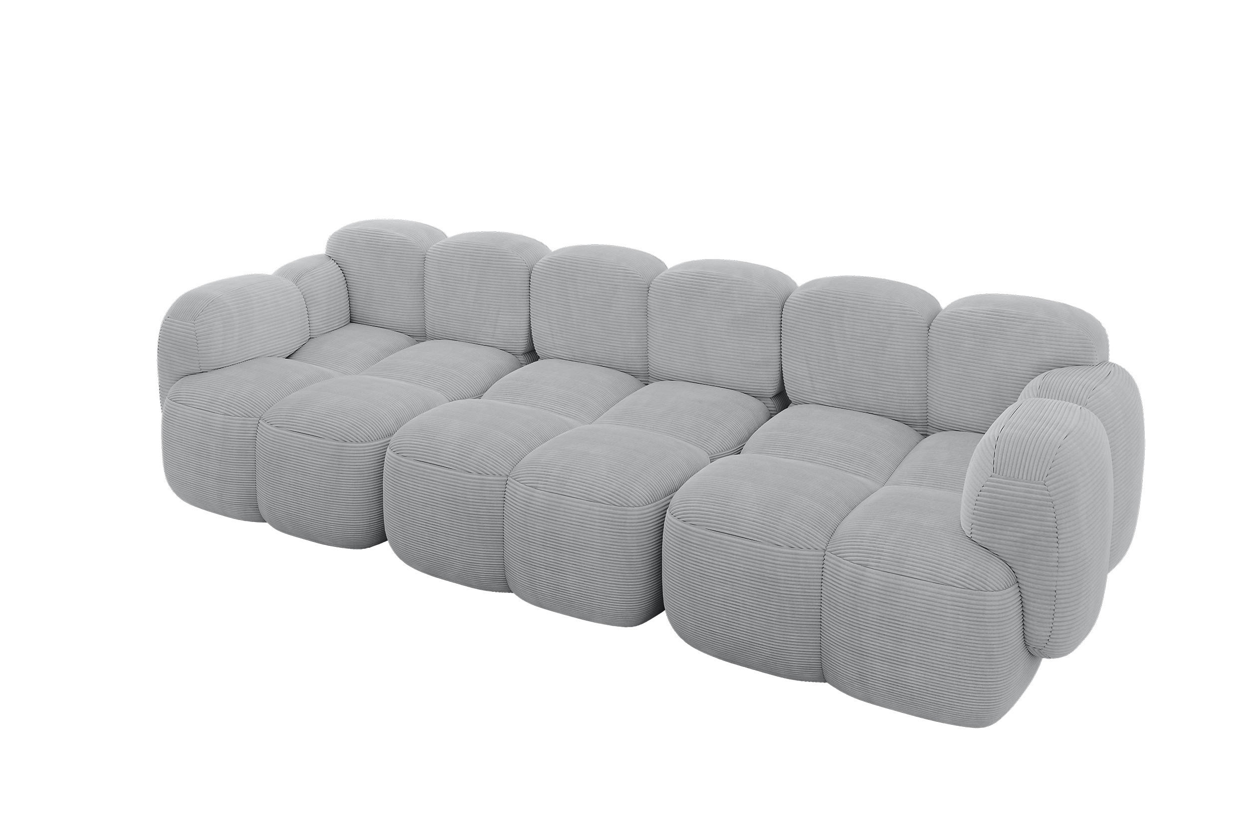 3-SITZER modulares Sofa Miko-S2 300x118x75 cm Grau Cord - Anthrazit/Schwarz, Holzwerkstoff/Kunststoff (300/75/118cm) - ALTDECOR