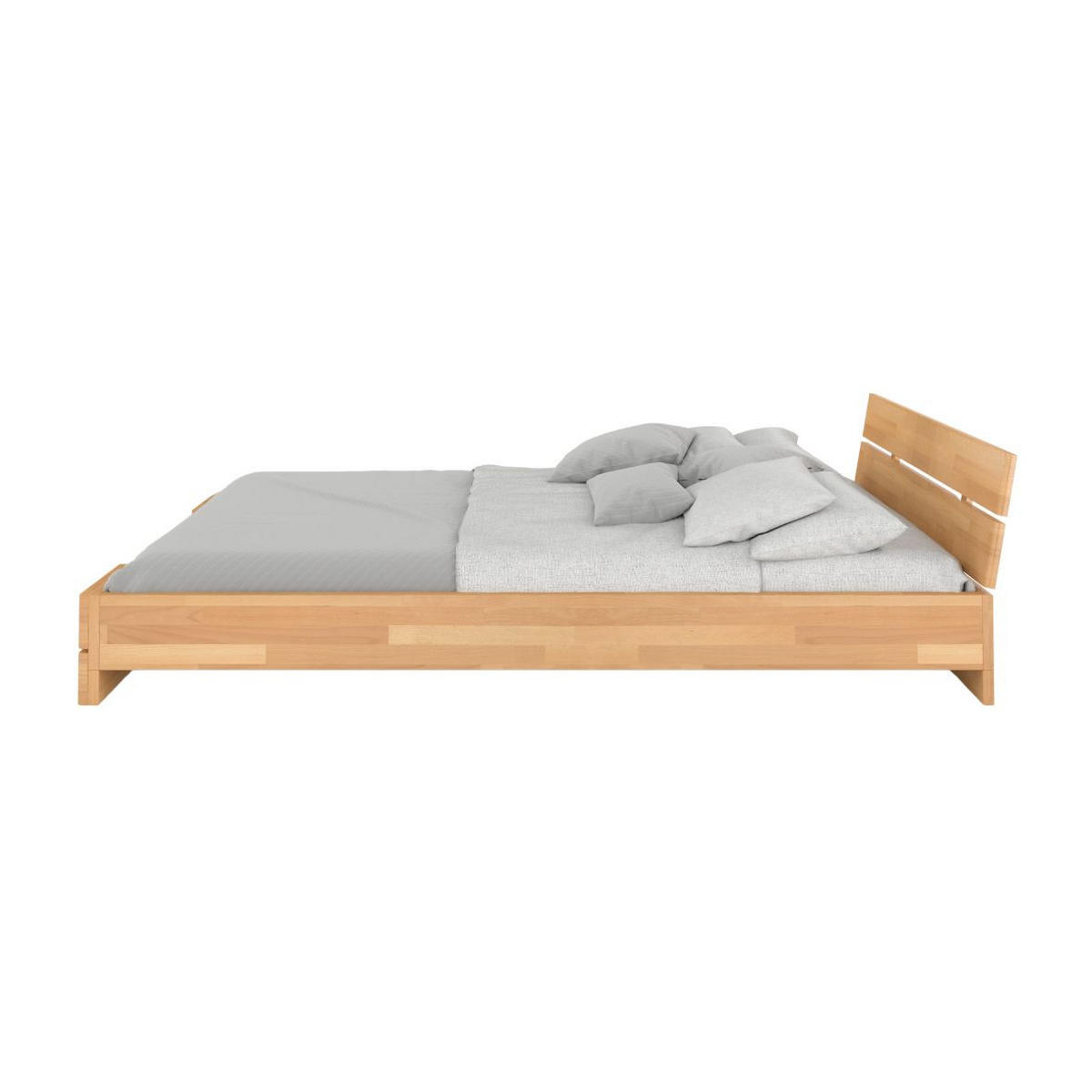 MASSIVHOLZBETT Sandema Low, Buche - lackiert, Naturfarben, 160x200 - Buchefarben, Holz/Buchenholz (160/200cm) - Visby