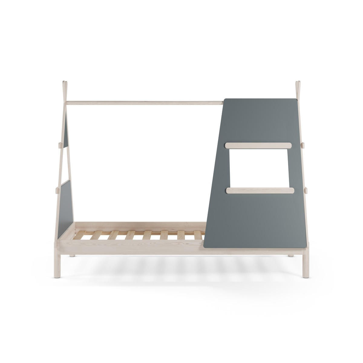 TIPIBETT 90x200 cm mit integriertem Fenster 104.6/219,4/159,3 cm - Grün, Holzwerkstoff (90/200cm) - Calicosy