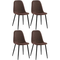 STUHL 4er Set Stoff Braun - Schwarz/Braun, Textil/Metall (44/88/54cm) - CLP
