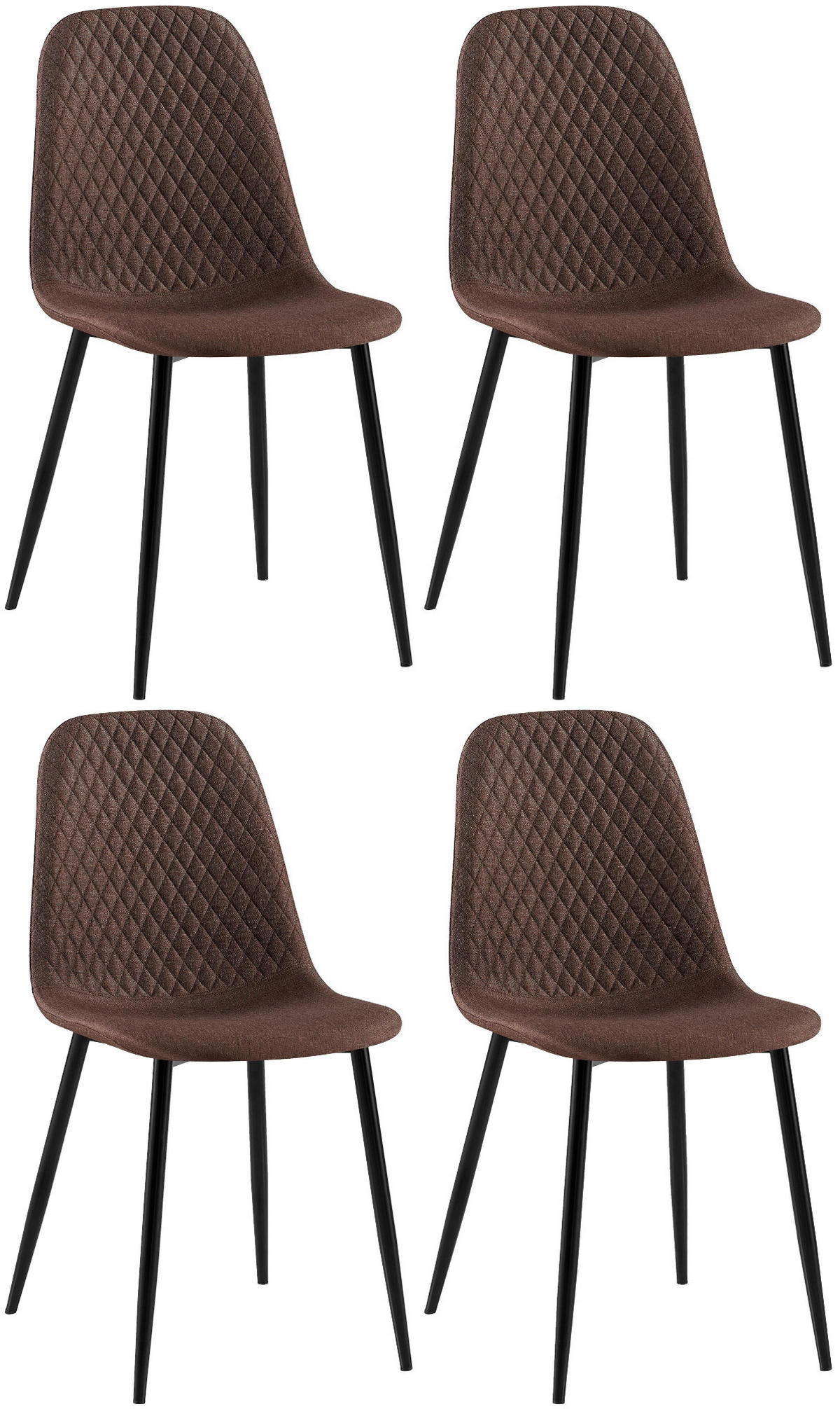 STUHL 4er Set Stoff Braun - Schwarz/Braun, Textil/Metall (44/88/54cm) - CLP