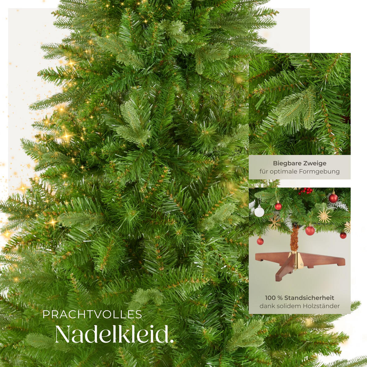 WEIHNACHTSBAUM Cupid, klappbarer Baumständer aus Holz , grün - Grün, Kunststoff (180cm) - tectake