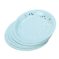 EINWEG-PAPPTELLER, 8 Stück, 18 cm, Blau, Goldpunkte, Party, Geburtstag, Deko - Blau, Karton