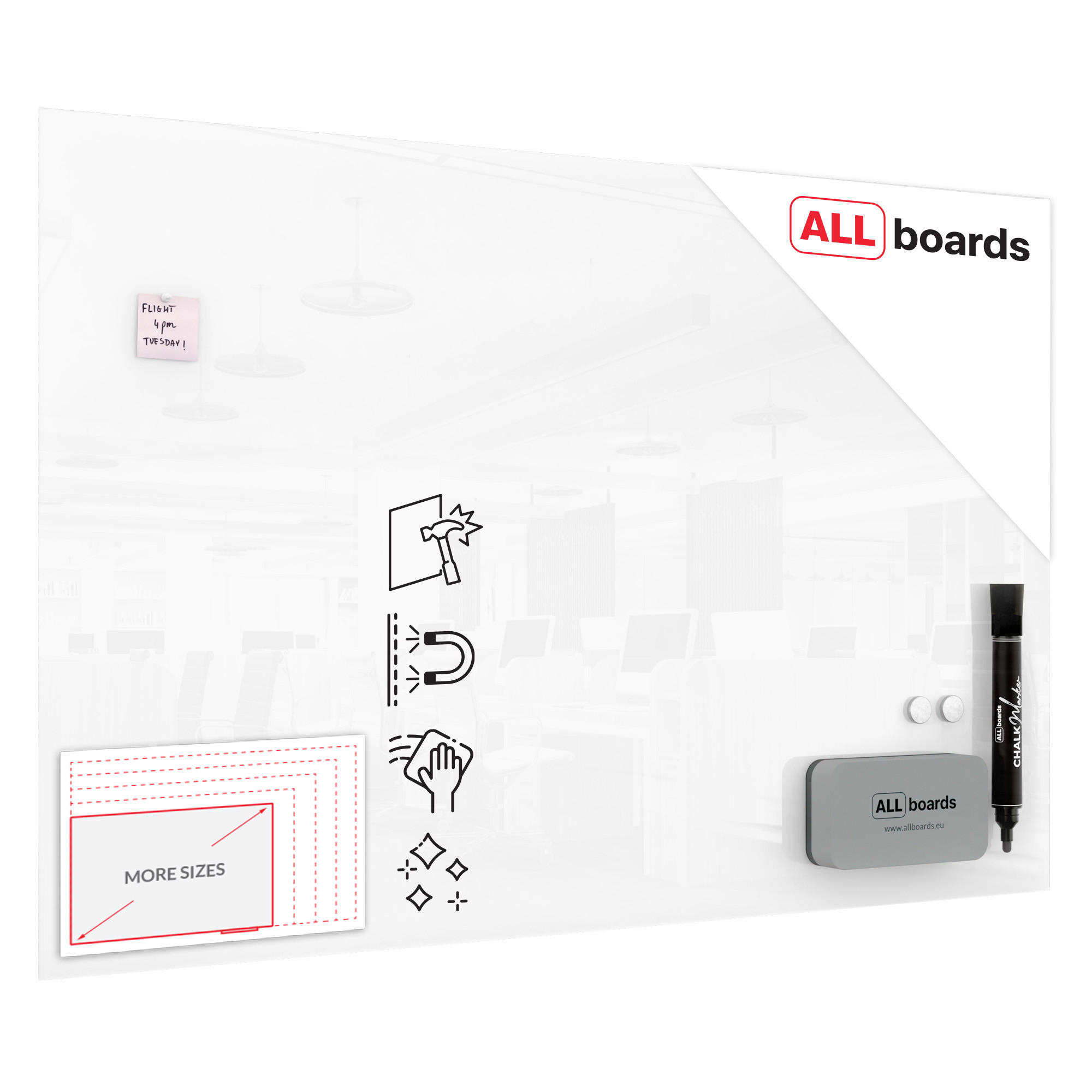 GLASBOARD - Premium SUPERWHITE Perlweiß 180x120cm - Weiß, Glas (180/120/0.7cm) - ALLboards