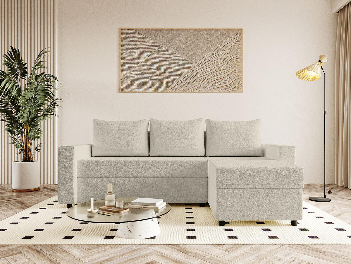 ECKSOFA Goka L mit Schlaffunktion, Beige - Beige, Textil (230/146cm) - Fedve
