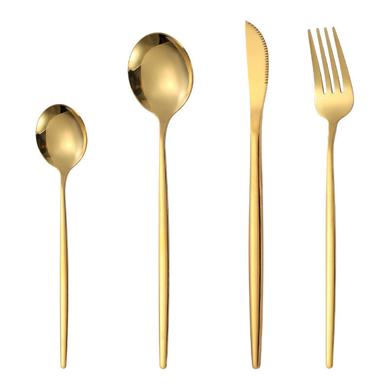 BESTECK Set 30 teilig für 6 Personen, Edelstahl Messer Gabel Löffel Set, matt, spülmaschinenfest - Goldfarben, Metall