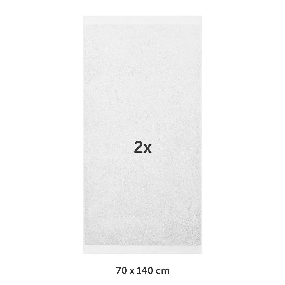 BADETUCH 2er-Set, 2x Badetuch 70/140 cm, Weiß - Weiß, Textil (70/140cm) - Blumtal