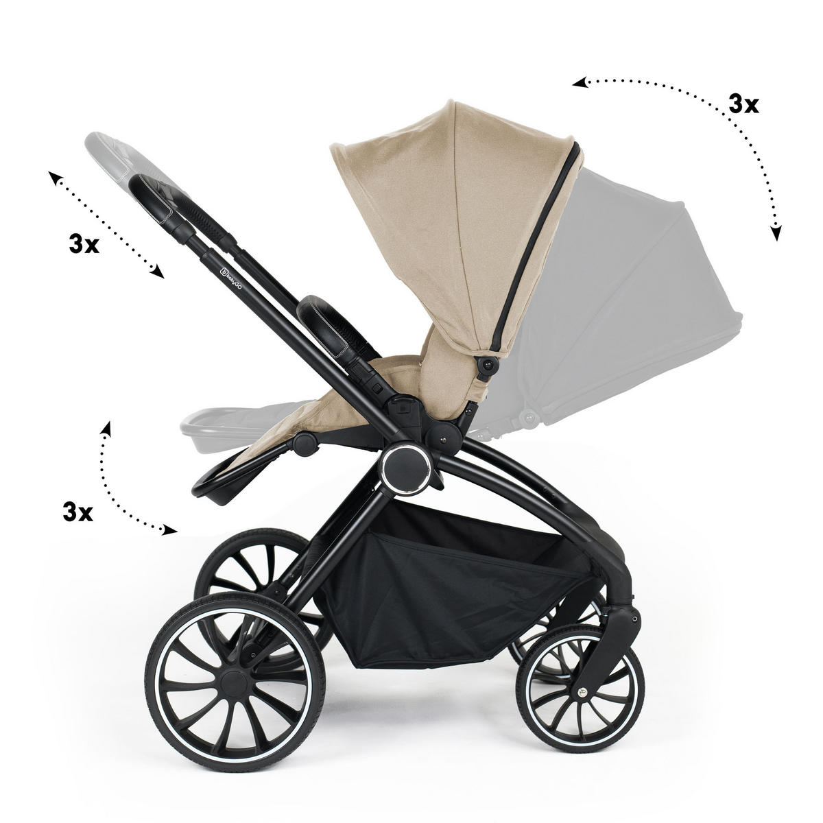 KOMBIKINDERWAGEN Harmony 3in1, beige - Beige, Metall (59/97cm) - BabyGo