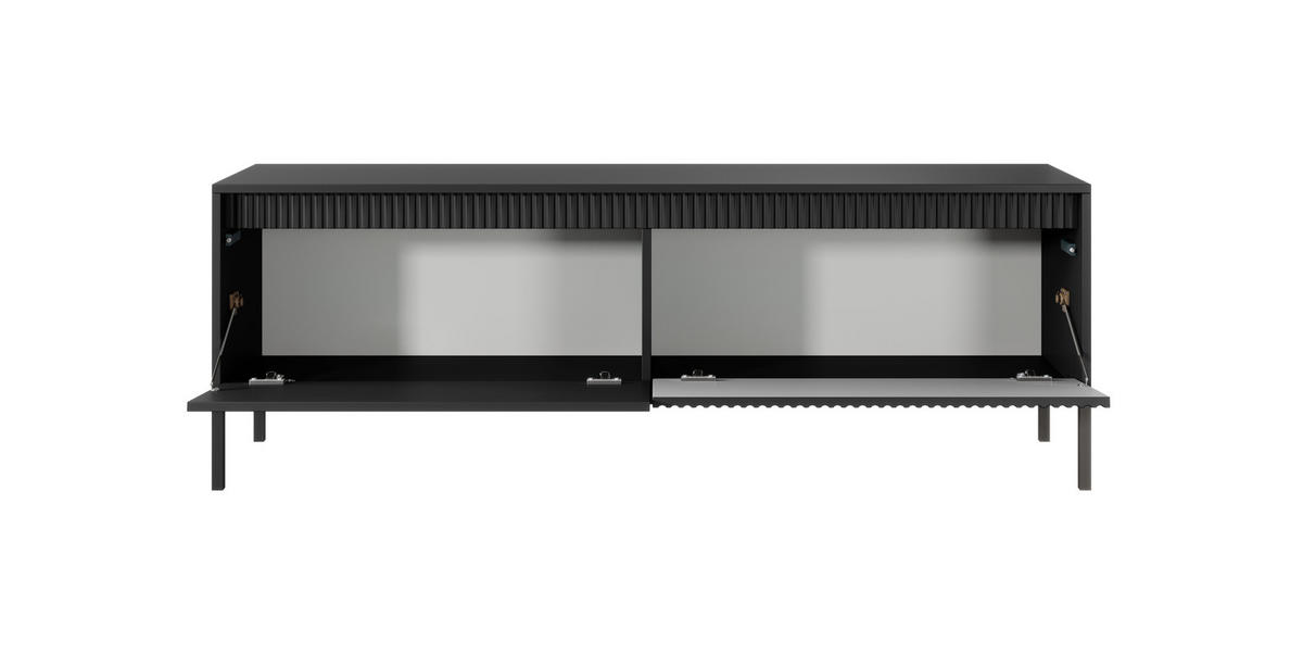 TV-LOWBOARD Ferrato D 153 cm Schwarz - mit 2 Türen und Riffel-Optik - Schwarz, Holz/Holzwerkstoff (153/53/39cm) - Ravio