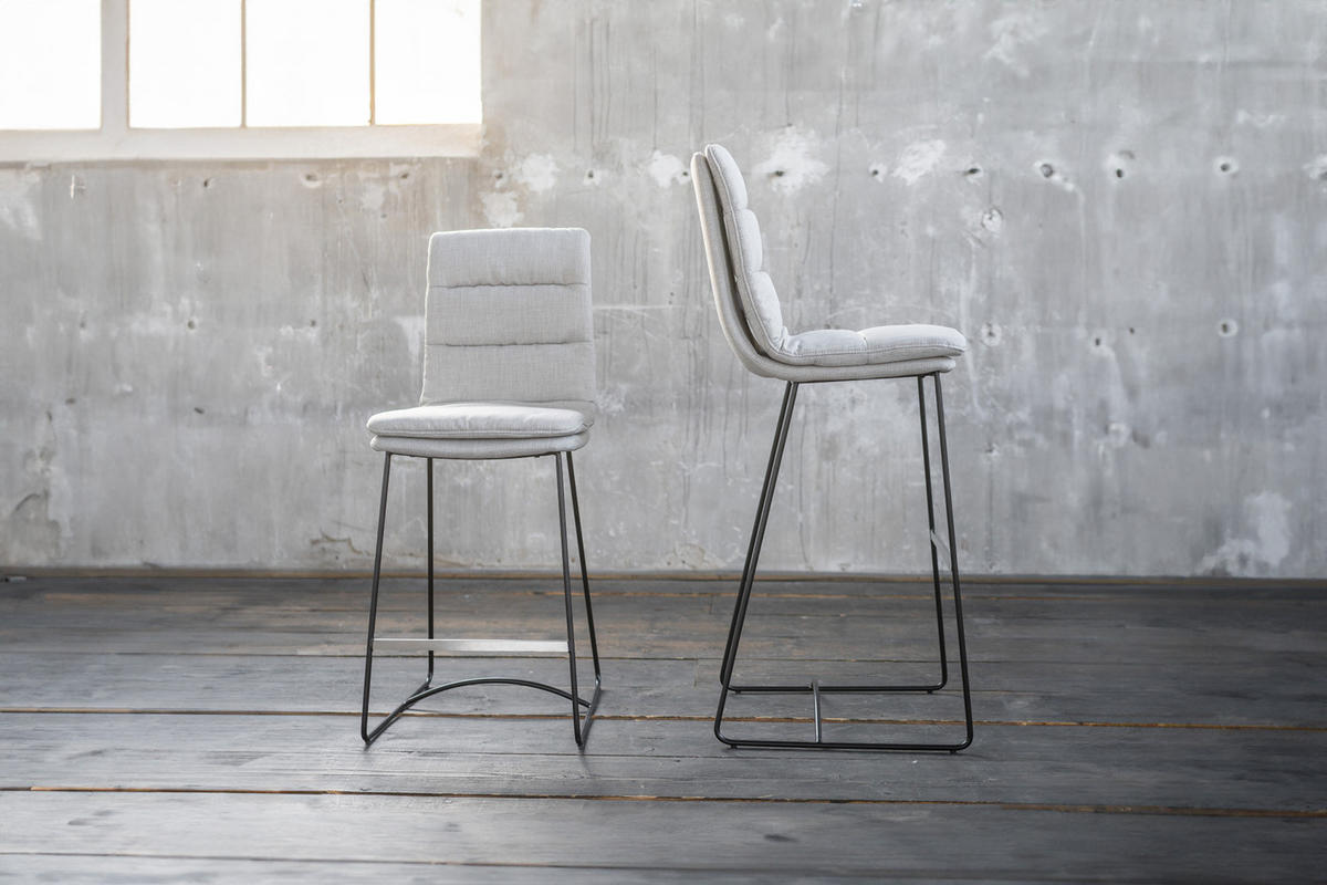 BARHOCKER VINCE Hellgrau Webstoff - Hellgrau, Textil (45/105/58cm) - KAWOLA
