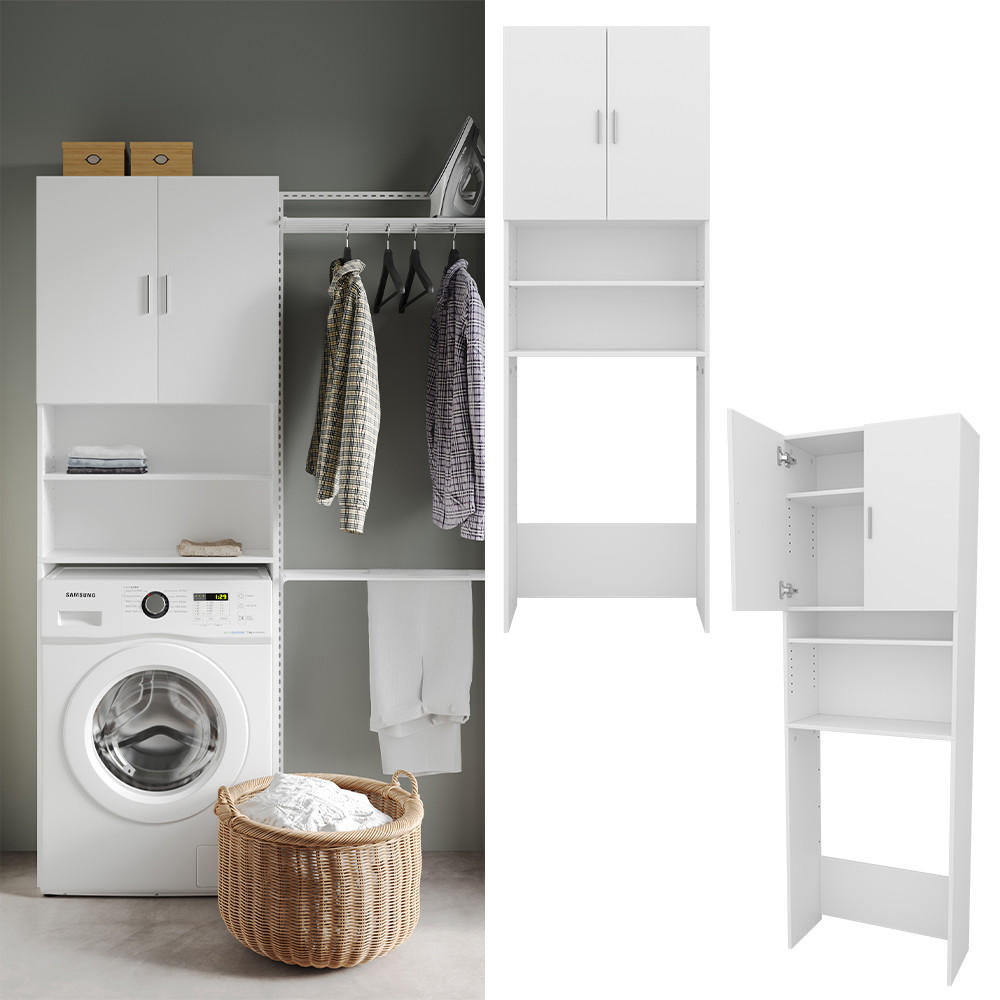 WASCHMASCHINENSCHRANK Martha Weiß 64 x 190 cm mit 2 kurzen Türen - Weiß, Holzwerkstoff (64/190/26cm) - Vicco