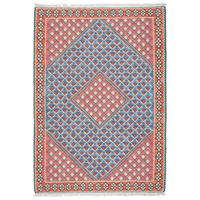 HANDWEBTEPPICH Kelim Senneh Blau 150/107 cm Schurwolle - Blau, Textil (107/150cm) - Looma