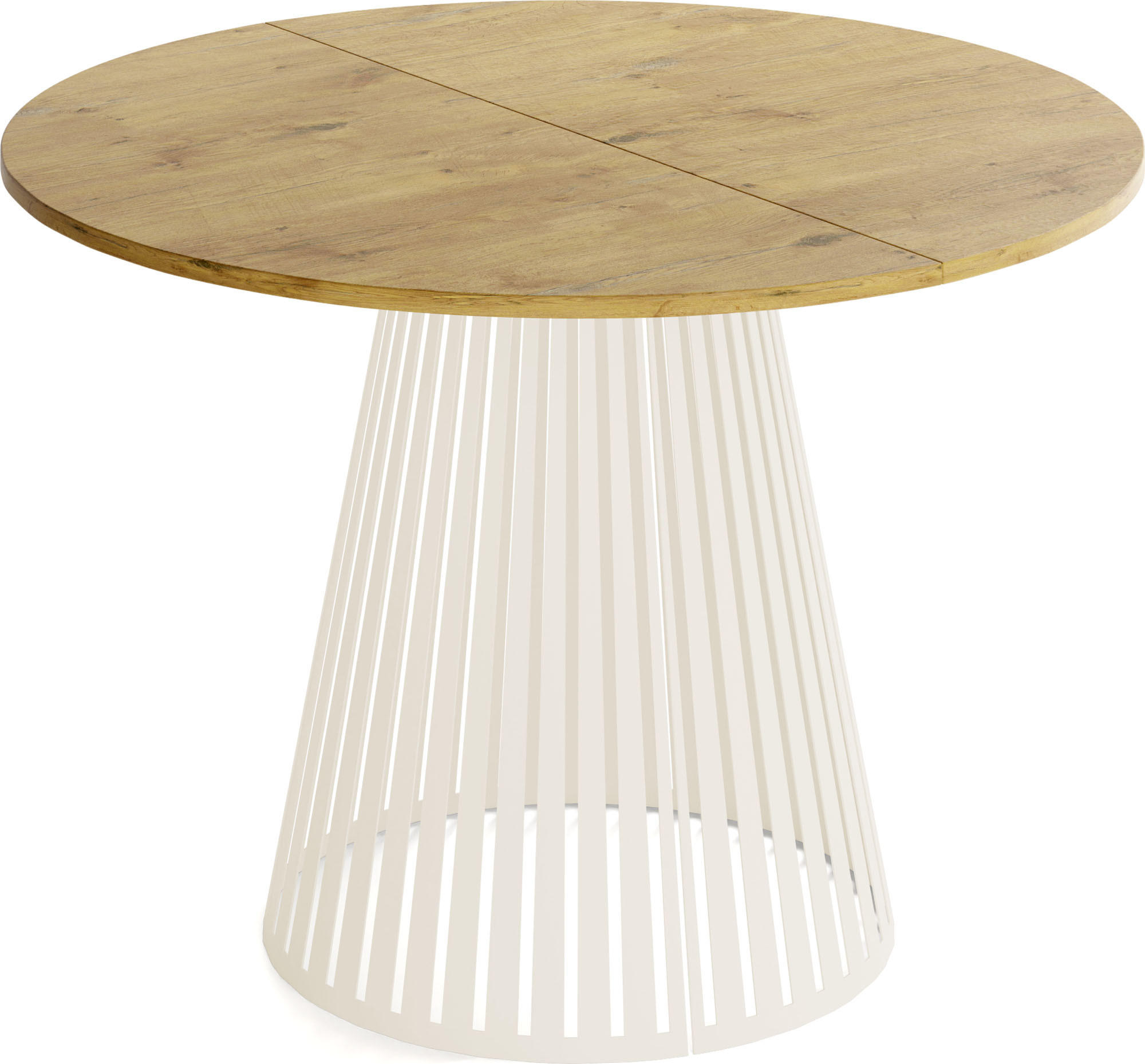 ESSTISCH Naro runder ausziehbarer, Braun 120-200/120/76 cm - Kaschmir/Eichefarben, Holzwerkstoff/Metall (120/120/76cm) - WFL GROUP