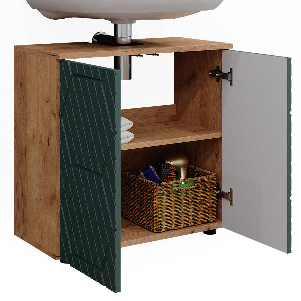 WASCHBECKENUNTERSCHRANK Irma Grün 60 x 59 cm - Grün, Holzwerkstoff (60/59/30cm) - Vicco