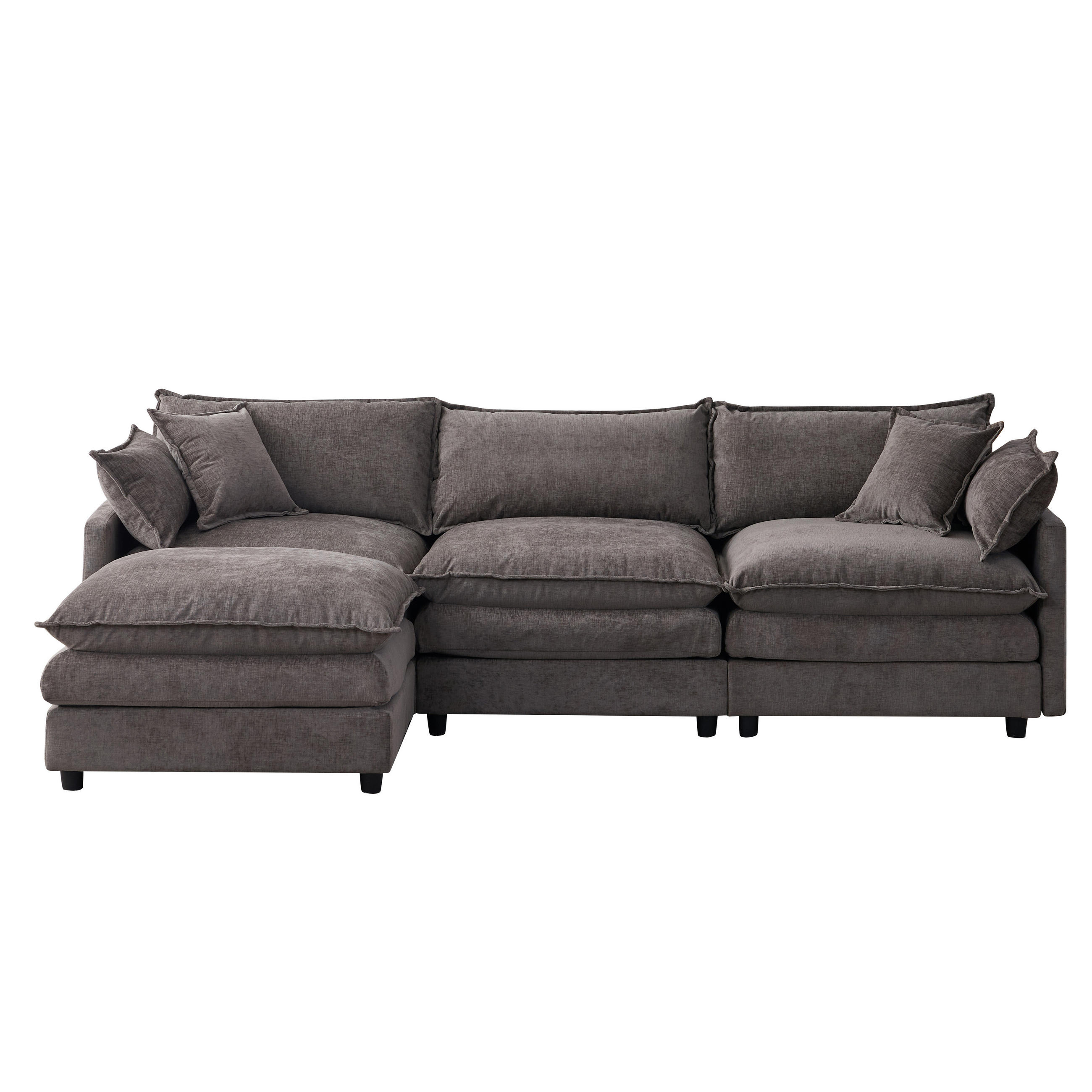 L-FÖRMIGES ECKSOFA Grau 267/154/85 cm 3-Sitzer Modular mit Chenillebezug - Grau, Textil (267/154cm) - PANGIVO