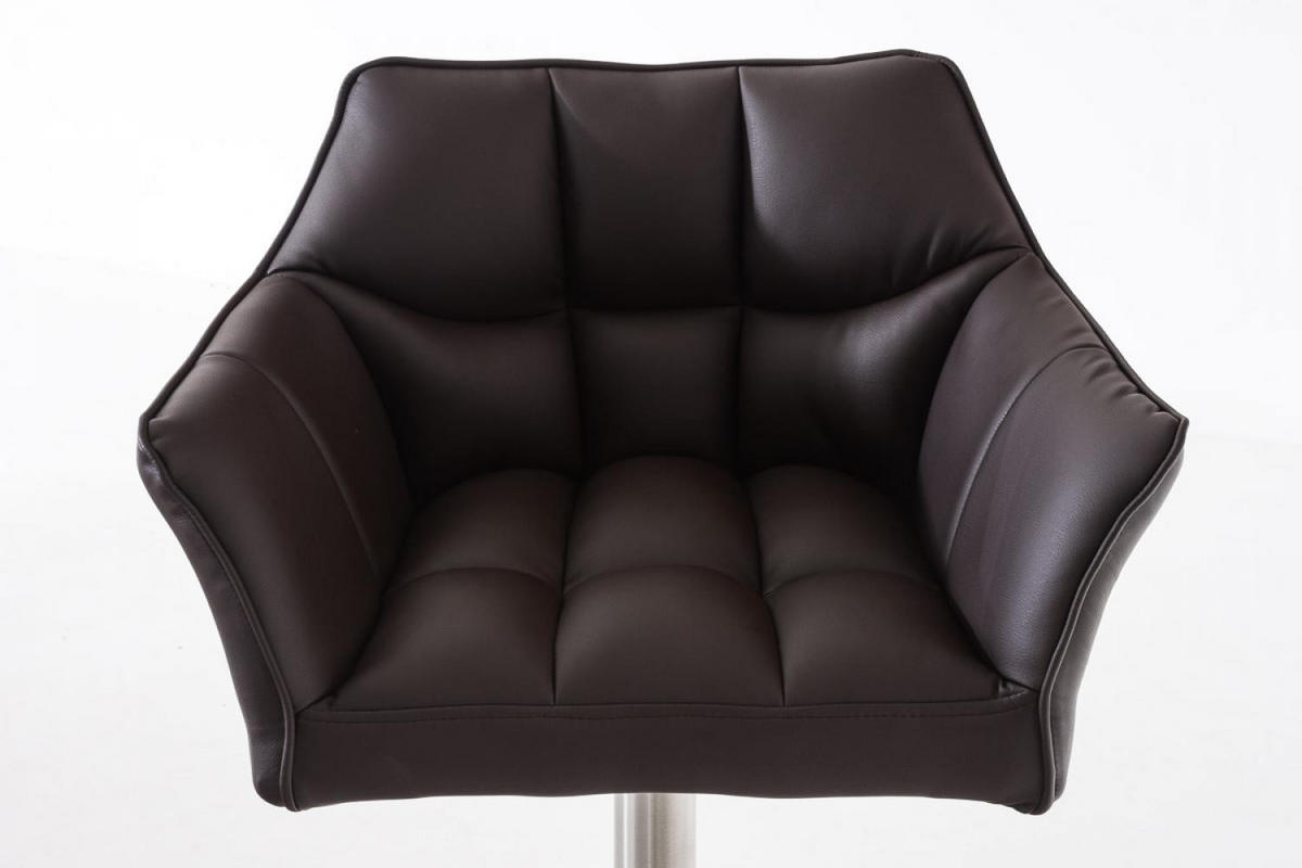 BARHOCKER Lederlook Braun - Edelstahlfarben/Braun, Textil/Metall (64/88/45cm) - CLP