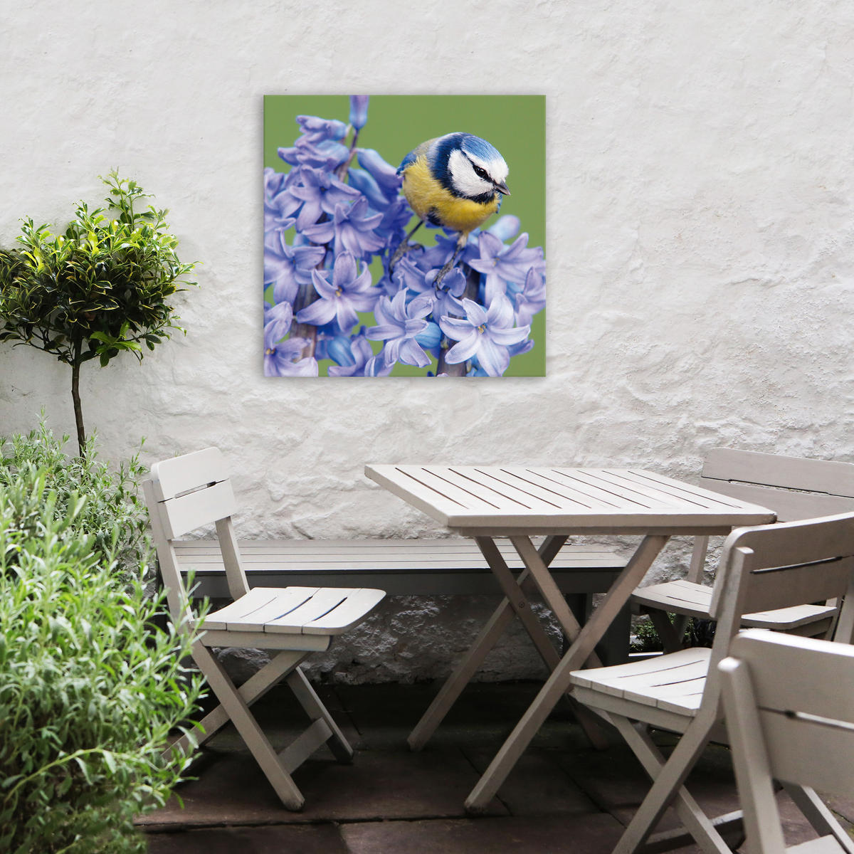 LEINWANDBILD Vogel auf einer Blume 50x50cm - Lila/Grün, Textil (50/1cm) - Art for the Home