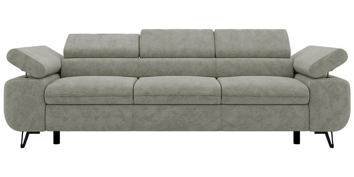 3-SITZER SOFA PETER - Hellgrau Stukture - Hellgrau/Schwarz, Textil/Metall (262/76/99cm) - MKS