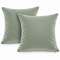 KISSENBEZUG 2er Set Lindgrün 40x40 Samt weich - Hellgrün, Textil (40/40cm) - TiborTex