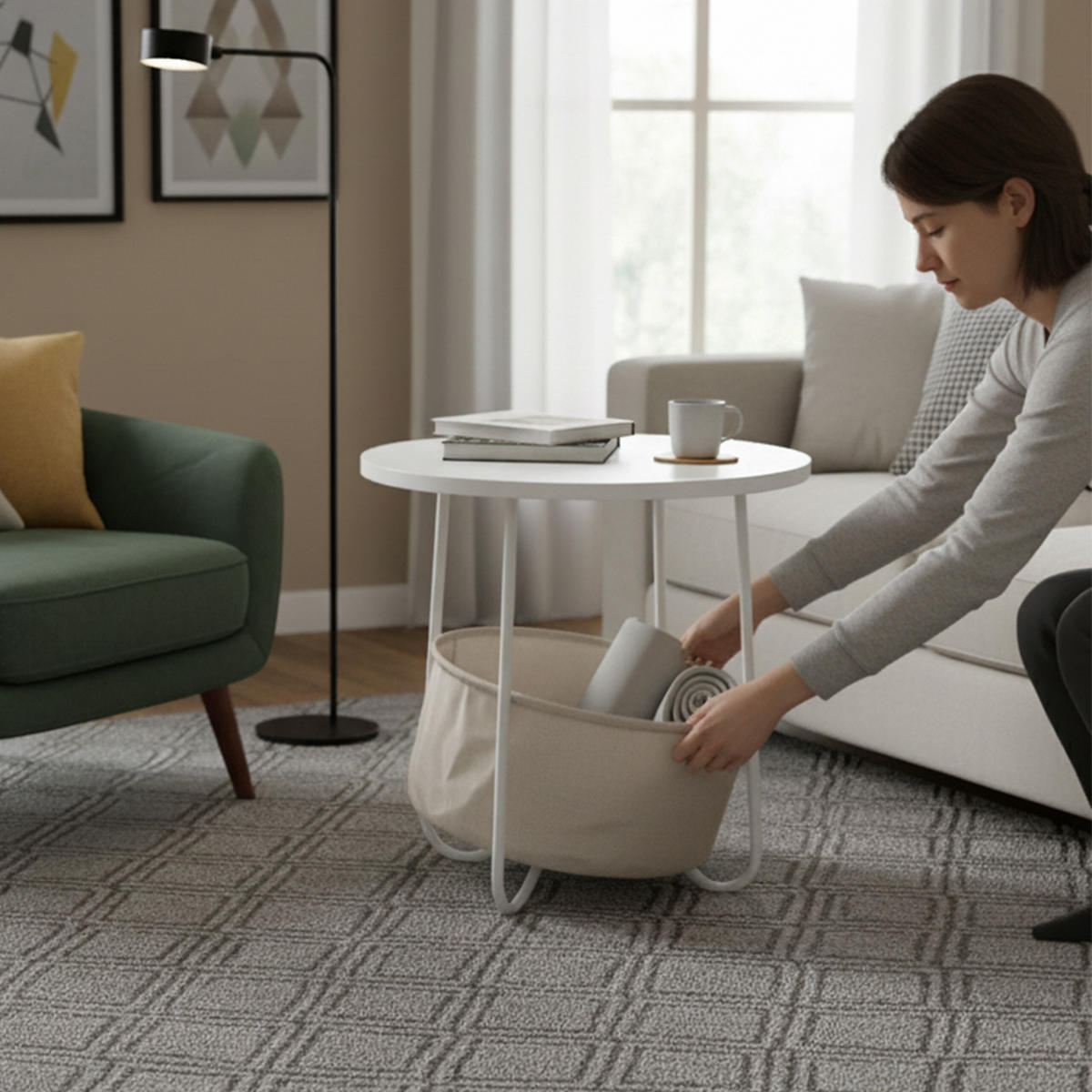 BEISTELLTISCH - Multicolor, Holzwerkstoff/Textil (45/45/50cm) - Relaxdays