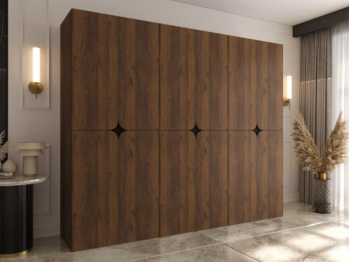 DREHTÜRENSCHRANK Espresso 240 cm - Nussbaumfarben/Schwarz, Holzwerkstoff/Kunststoff (240/203/50cm) - MIRJAN24