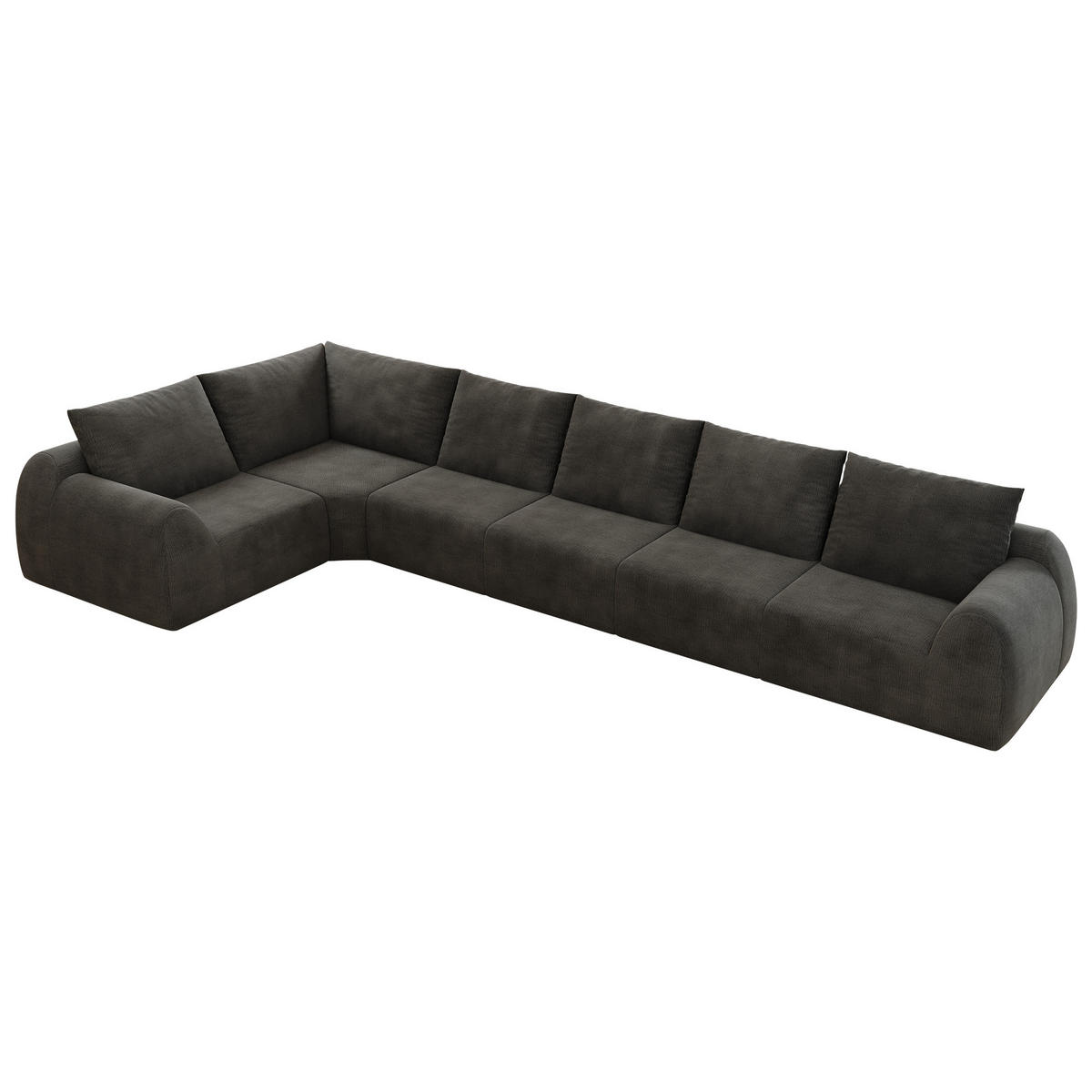 ECKSOFA 401/200/85 cm Dunkelgrau Chenille, 6-Sitzer - Dunkelgrau, Textil (401/200cm) - Oxeza