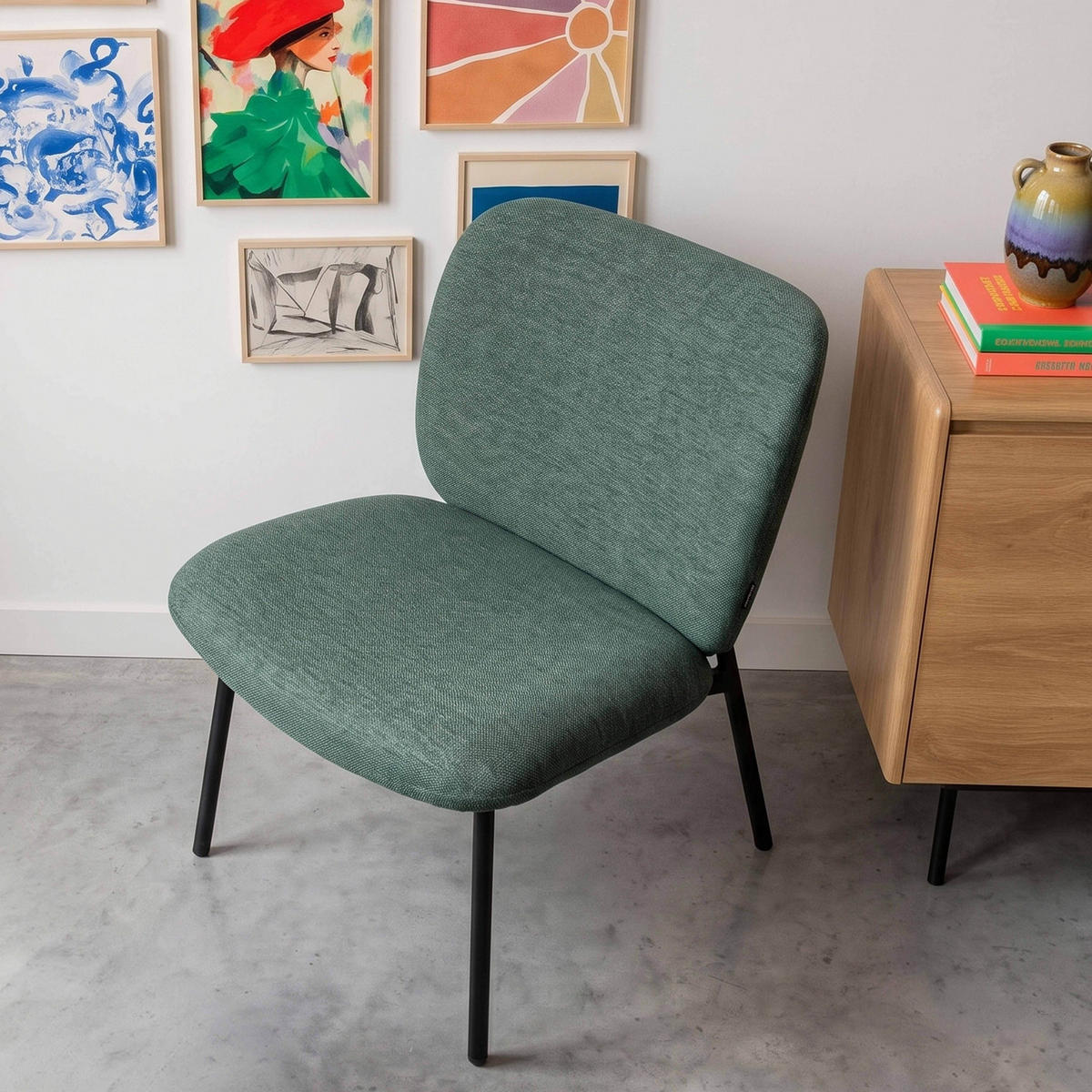 RELAXSESSEL 2-tlg., Grün - Grün, Textil/Metall (73/75/65cm) - Oviala