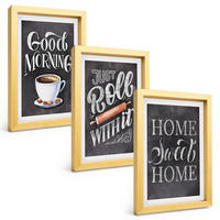 BILDER SET 3er Set - 20x30 cm Goldrahmen - Motive und Inschriften für die Küche - Goldfarben, Kunststoff (20/30cm) - TULUP