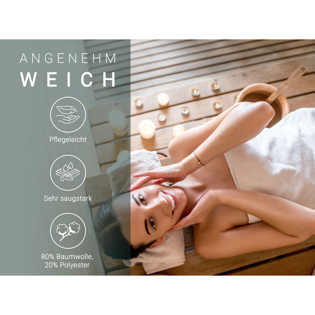 Thumbnail - Zollner Saunatuch,, Weiß, Naturmaterialien, 70x180 cm, Oeko-Tex® Standard 100, Freizeit, Wellness, Saunatücher