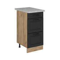 KÜCHENUNTERSCHRANK R-Line Anthrazit Landhaus 40 cm mit Schubladen, AP Marmor - Honigeiche/Anthrazit, Holzwerkstoff (40/81.6/60cm) - Vicco