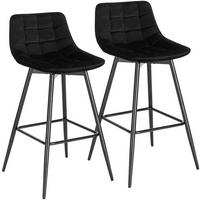 BARHOCKER 2er Set, Fußstütze, Samt, Schwarz - Schwarz, Textil/Metall (43/88/35.5cm) - Woltu