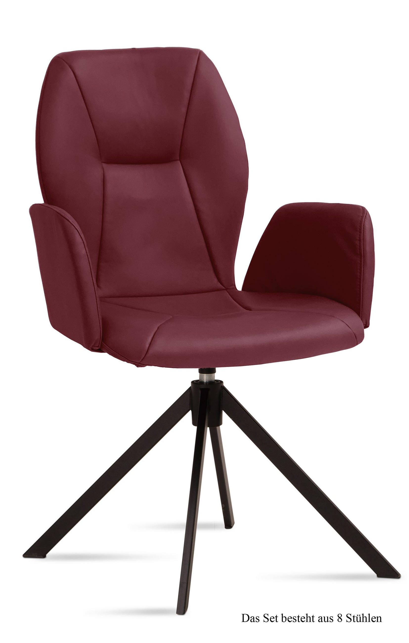 ARMLEHNSTUHL drehbar (8er-Set) Deonne 58x92x60 Schwarz/Marsala - Brombeere/Schwarz, Kunststoff (60/92/58cm) - 58aufmkessel