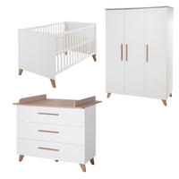 BABYZIMMER-SET Lennie 3-teilig - Eichefarben/Weiß, Eichenholz/Holz (76/82/142cm) - Roba