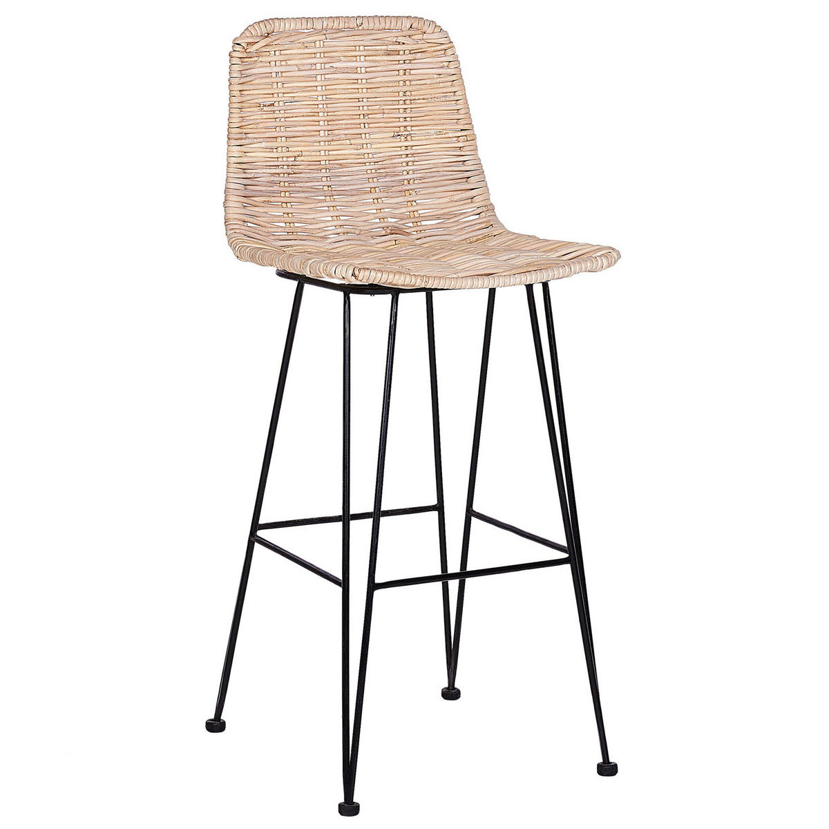 BARHOCKER 2er-Set Rattan Beige Cassita - Beige, Naturmaterialen/Metall (43/103/47cm) - Beliani