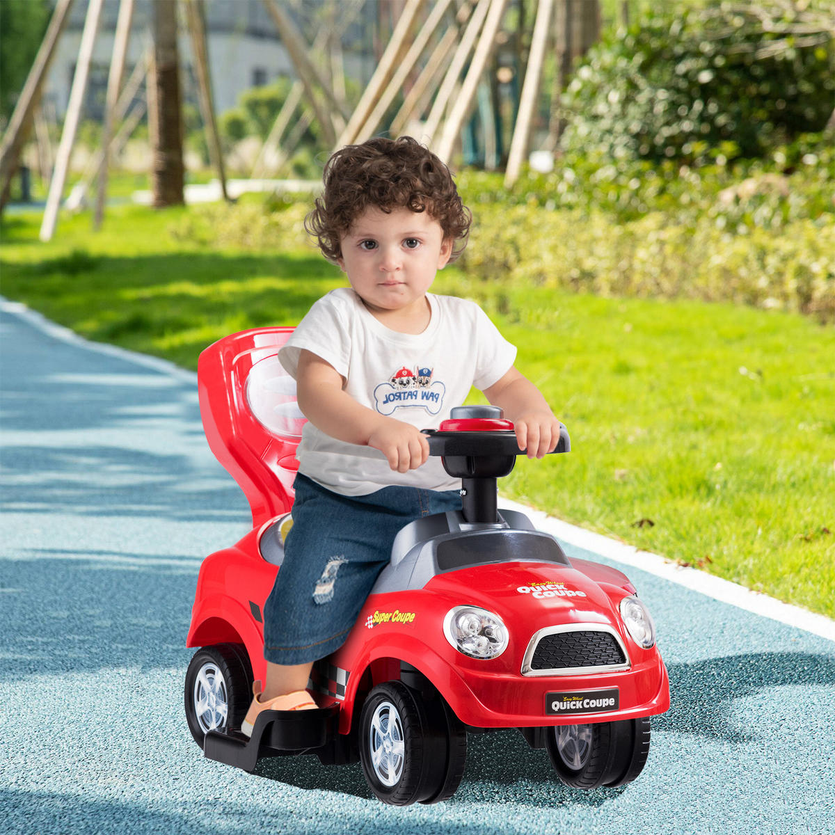 SCHIEBEWAGEN Rot - Rot, Kunststoff (43/84/89cm) - COSTWAY
