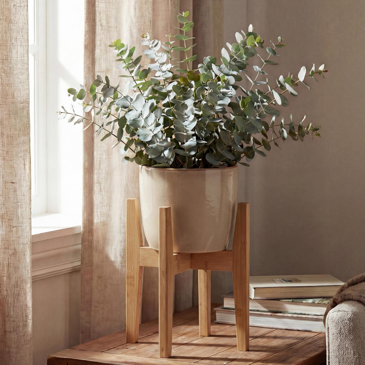 PFLANZENSTÄNDER Beige - Beige, Holz (37/37/30cm) - MCW