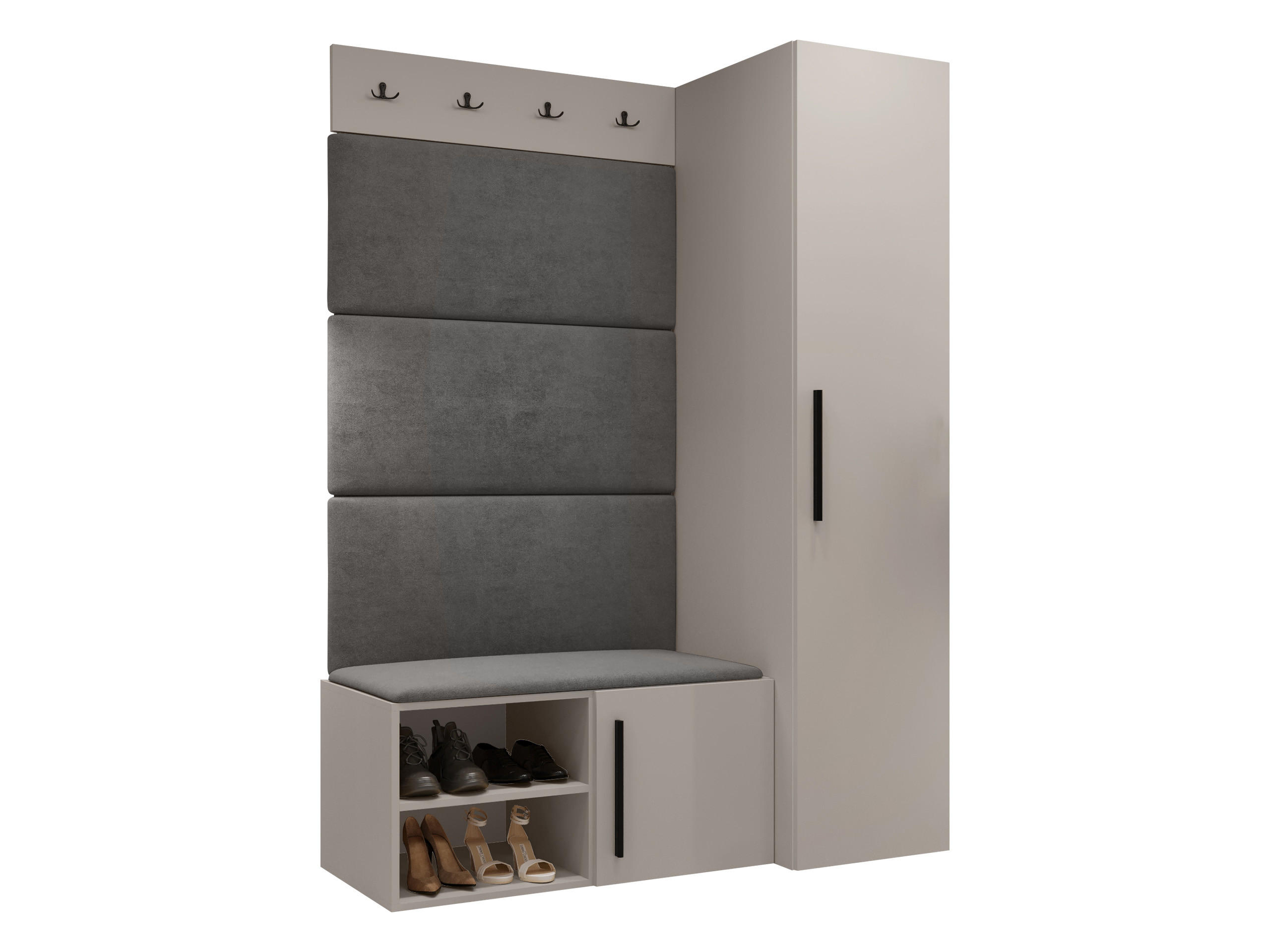 GARDEROBEN-SET Medi II - Kaschmir/Schwarz, Holzwerkstoff/Kunststoff (40/191/50cm) - MIRJAN24