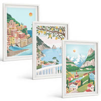 BILDER SET 3er Set - 40x60 cm Weißer Rahmen - Pastellfarbene Küstenansichten - Weiß, Kunststoff (40/60cm) - TULUP