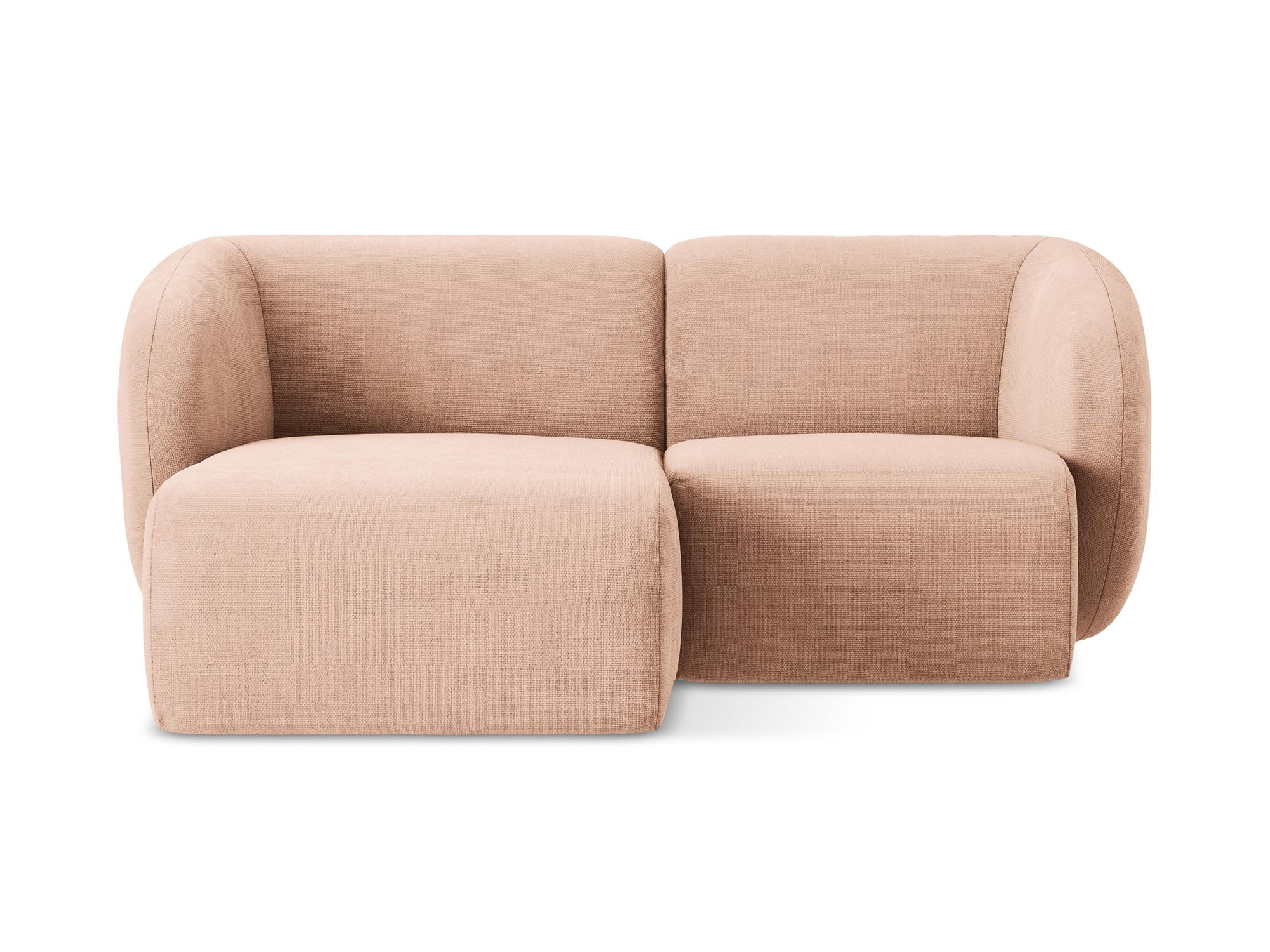 ECKSOFA Links Chenille Stoff Pink - Koralle/Schwarz, Holzwerkstoff/Kunststoff (178/166cm) - Makamii