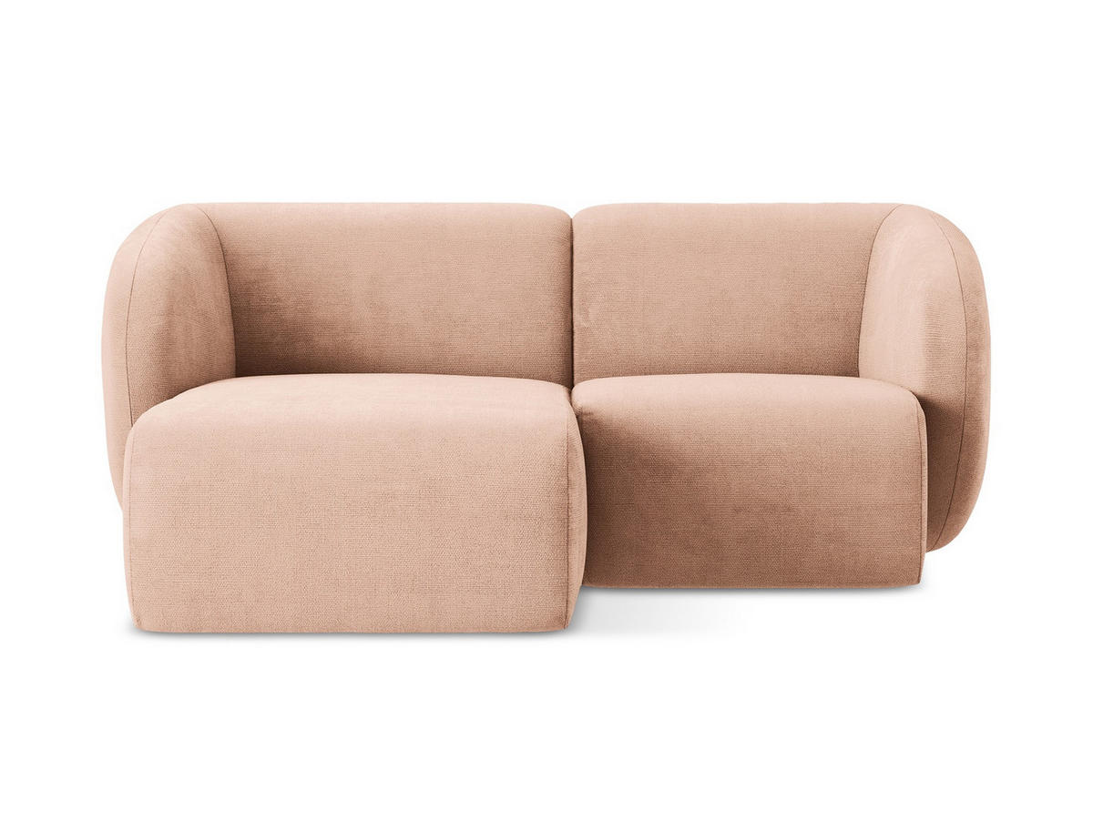 ECKSOFA Links Chenille Stoff Pink - Koralle/Schwarz, Holzwerkstoff/Kunststoff (178/166cm) - Makamii