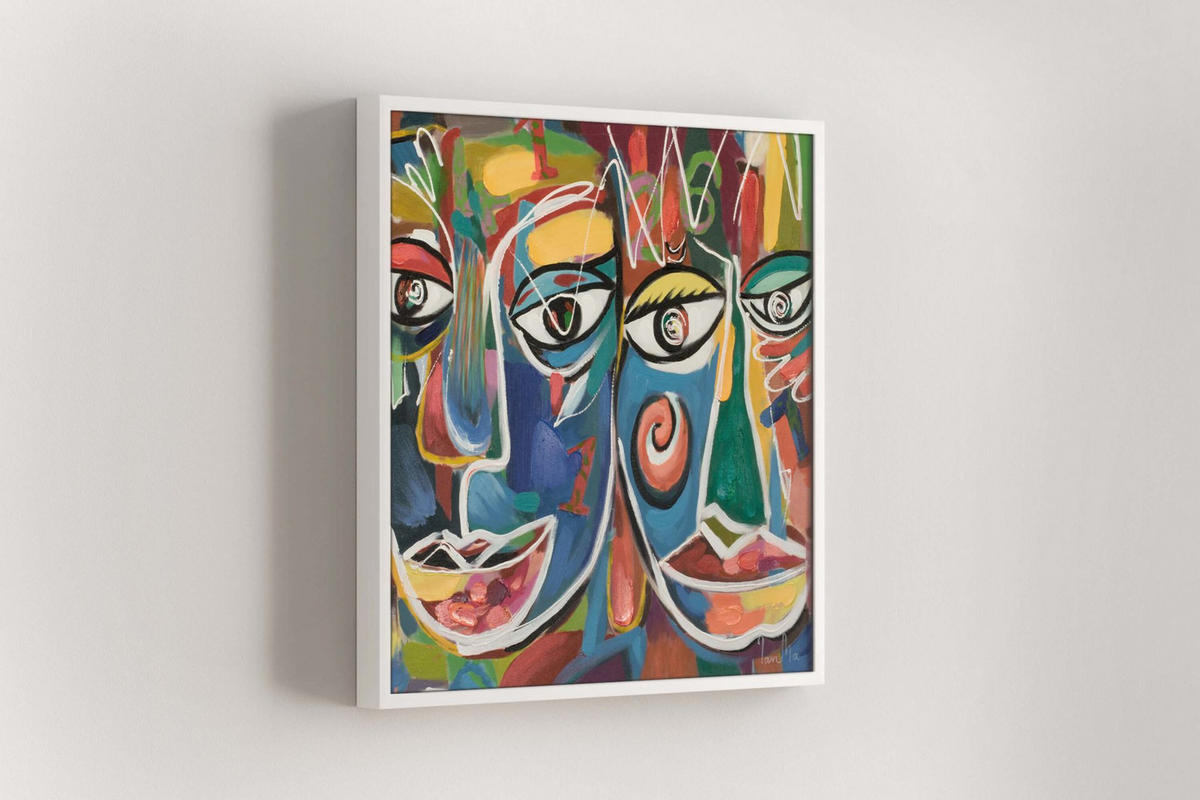 ACRYLBILD HANDGEMALT 60/60 cm - Weiß, Holz/Textil (60/60cm) - KUNSTLOFT
