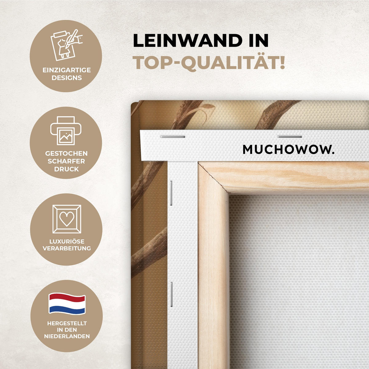 LEINWANDBILD Beige - Osterkuchen - Eier Wandbild Wohnzimmer 50x50 cm - Beige, Textil (50/50cm) - MuchoWow