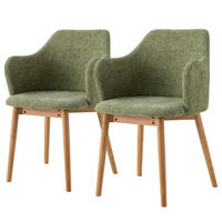 ARMLEHNENSTUHL - Strukturstoff, 2er-Set - Eichefarben/Olivgrün, Textil (55/85/60cm) - home24