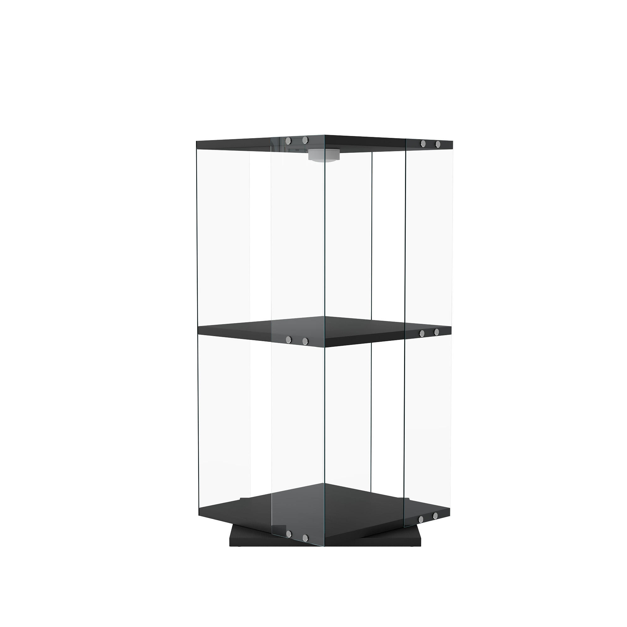 GLASVITRINE mit 2 Einlegeböden, drehbare Basis, Touch-LED, in Schwarz - Schwarz, Glas (38/82/38cm) - BRILVERDE