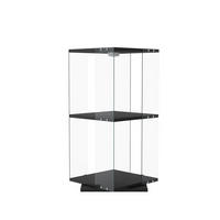 GLASVITRINE mit 2 Einlegeböden, drehbare Basis, Touch-LED, in Schwarz - Schwarz, Glas (38/82/38cm) - BRILVERDE