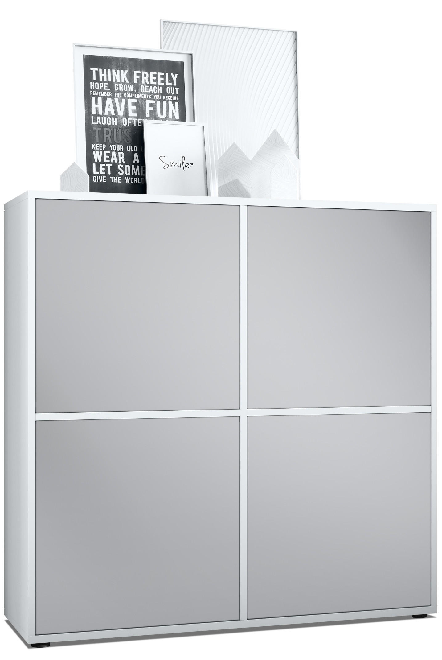 HIGHBOARD Cuba Türen in Hellgrau seidenmatt - Greige, Holzwerkstoff (104/105.5/35.5cm) - Vladon