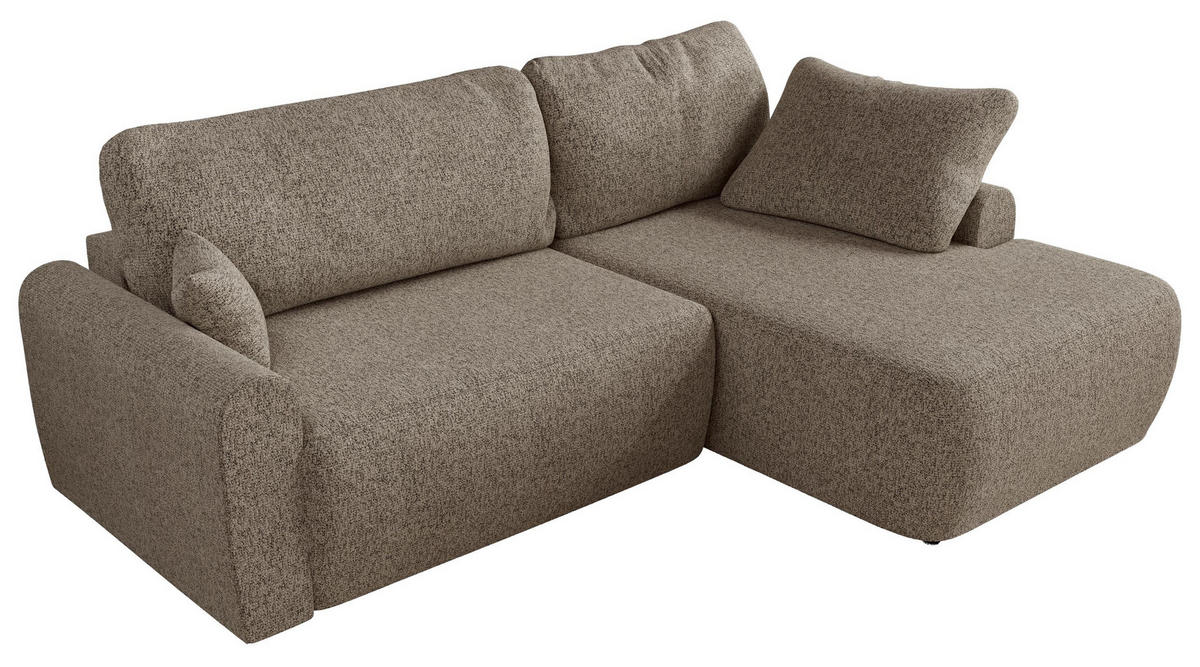 ECKSCHLAFSOFA CUBO L Dunkelbeige Struktur - rechts - Beige/Schwarz, Kunststoff/Textil (187/273cm) - MKS