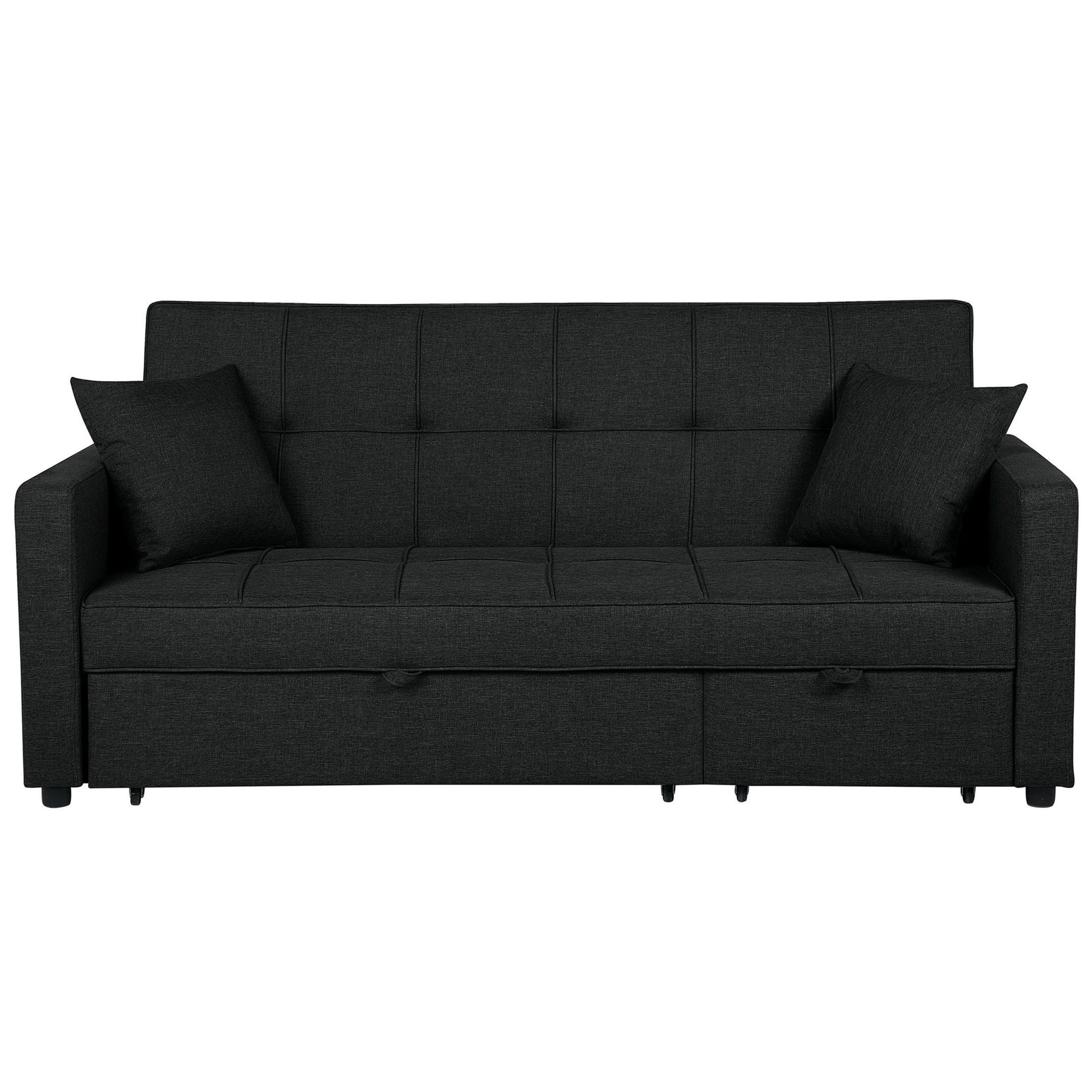 3-SITZER-SCHLAFSOFA Polyester Schwarz Glomma - Schwarz, Textil (207/95/87cm) - Beliani