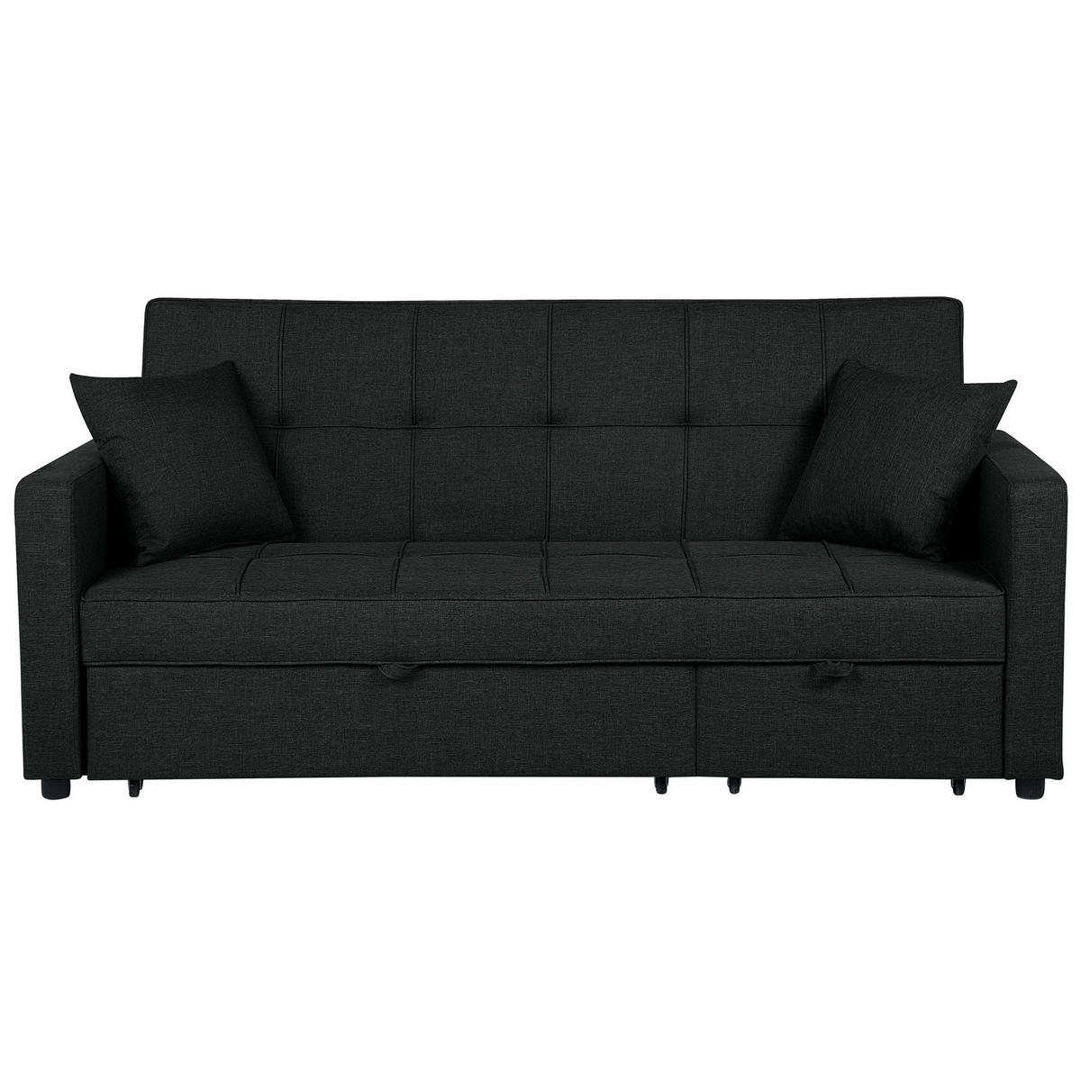 3-SITZER-SCHLAFSOFA Polyester Schwarz Glomma - Schwarz, Textil (207/95/87cm) - Beliani